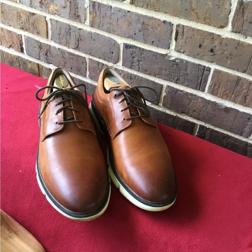 Johnston & Murphy Tan Leather Derby with White Sole